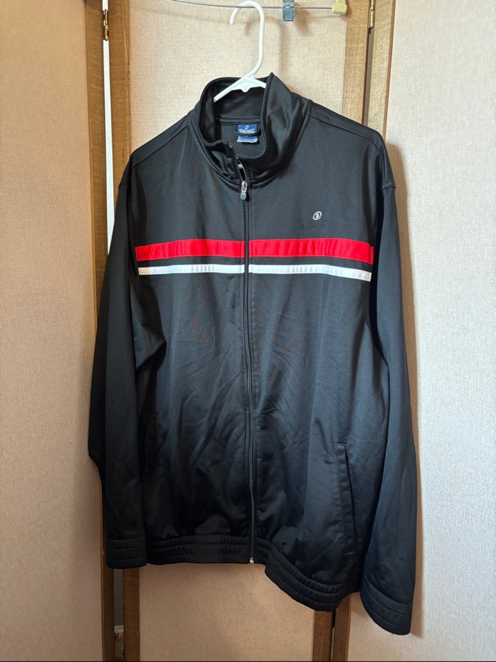 Spalding Black Track Jacket with Red & White Stripes XL